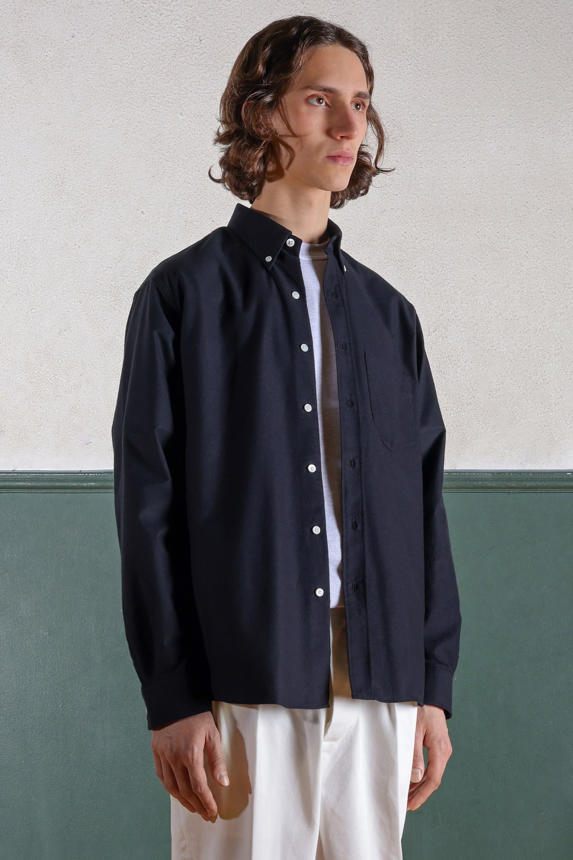 Chemise Button-Down - Oxford brossé - Noire