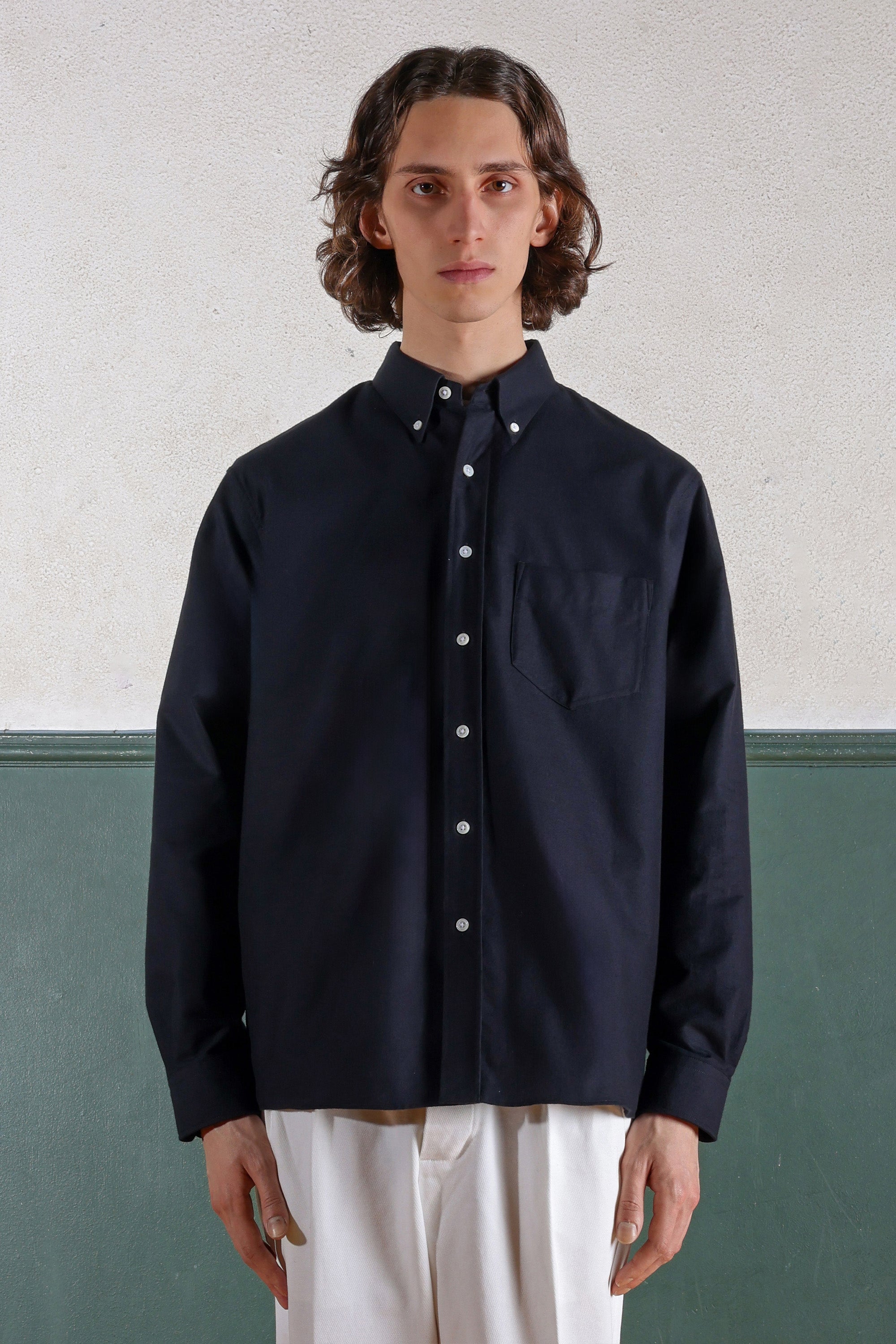 Chemise Button-Down - Oxford brossé - Noire