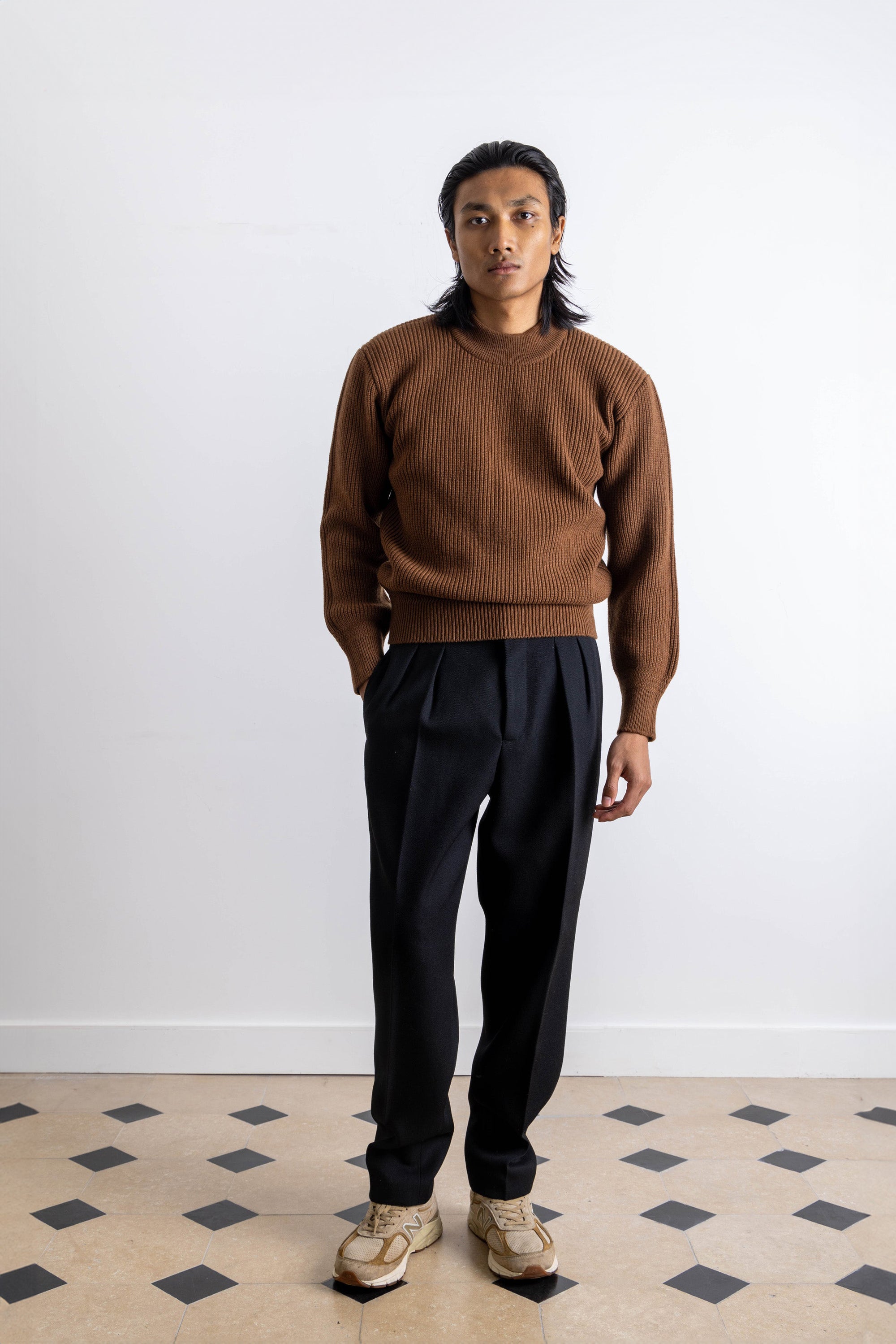 Lambswool Deck Sweater - Brown