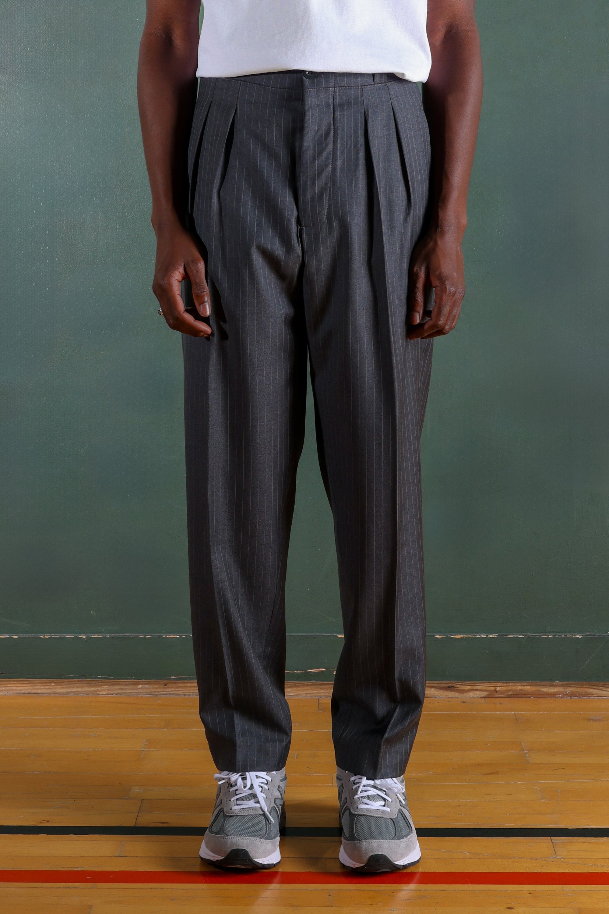 French Military Pants - Striped Wool - Gray