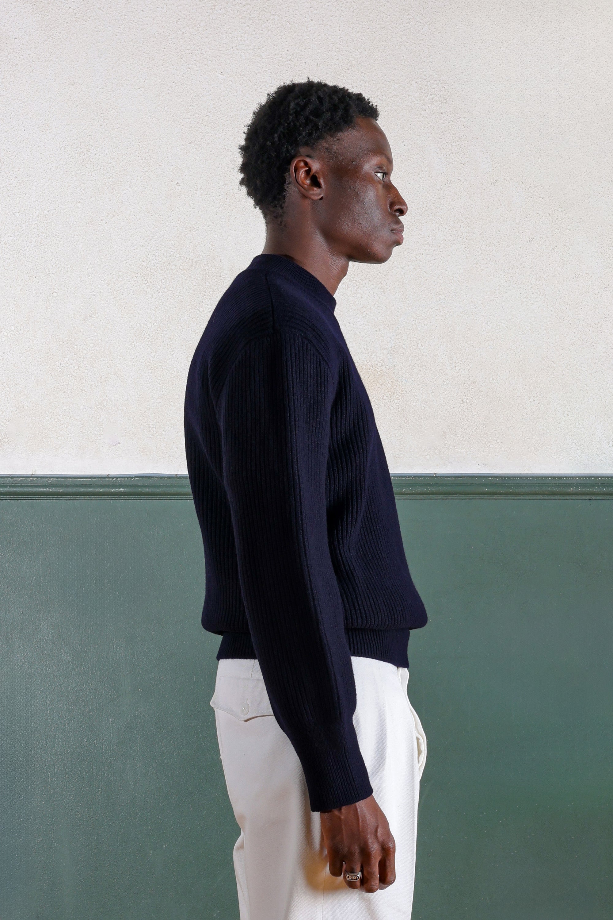 Deck Sweater - Laine d’agneau - Bleu Marine