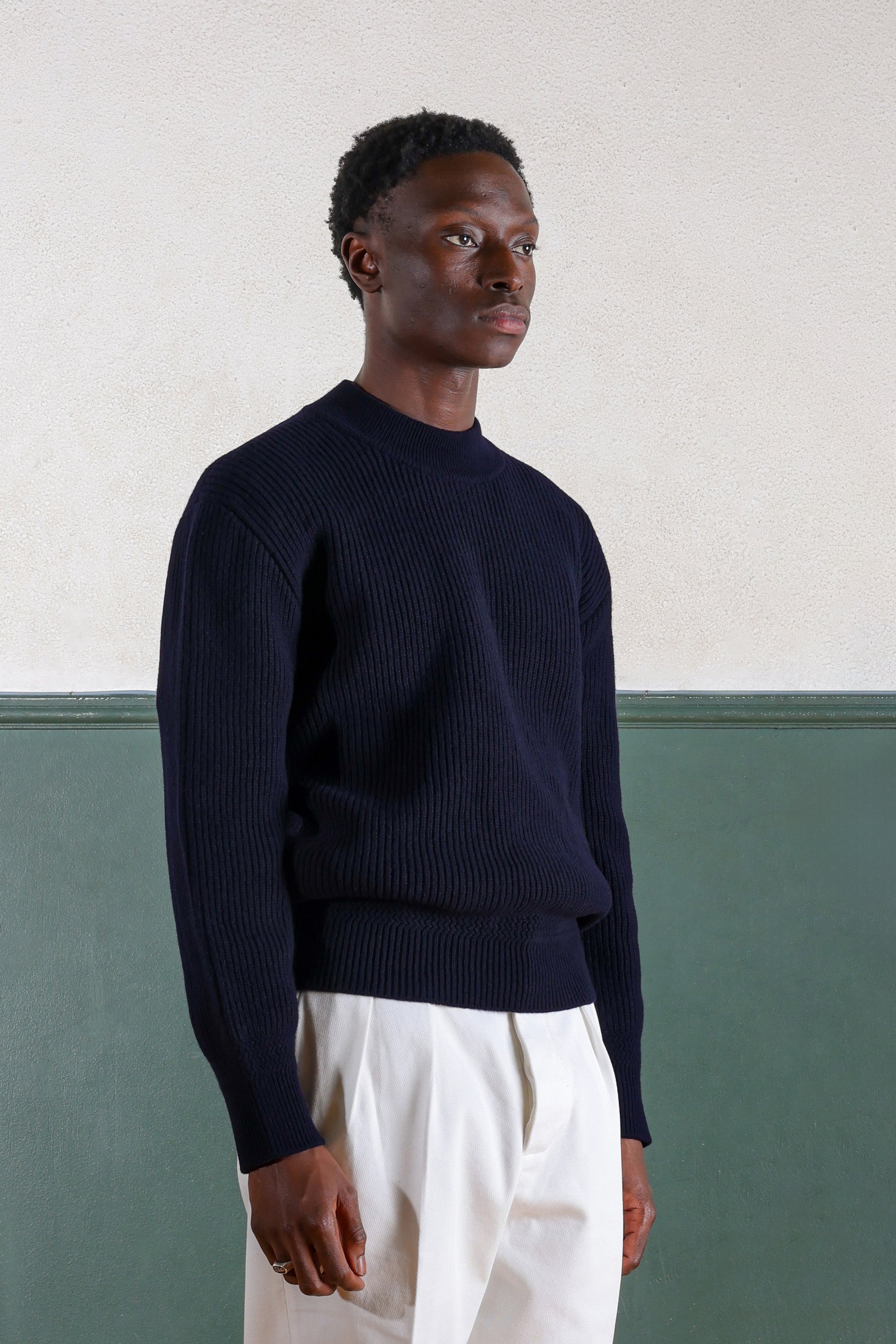 Lambswool Deck Sweater - Navy