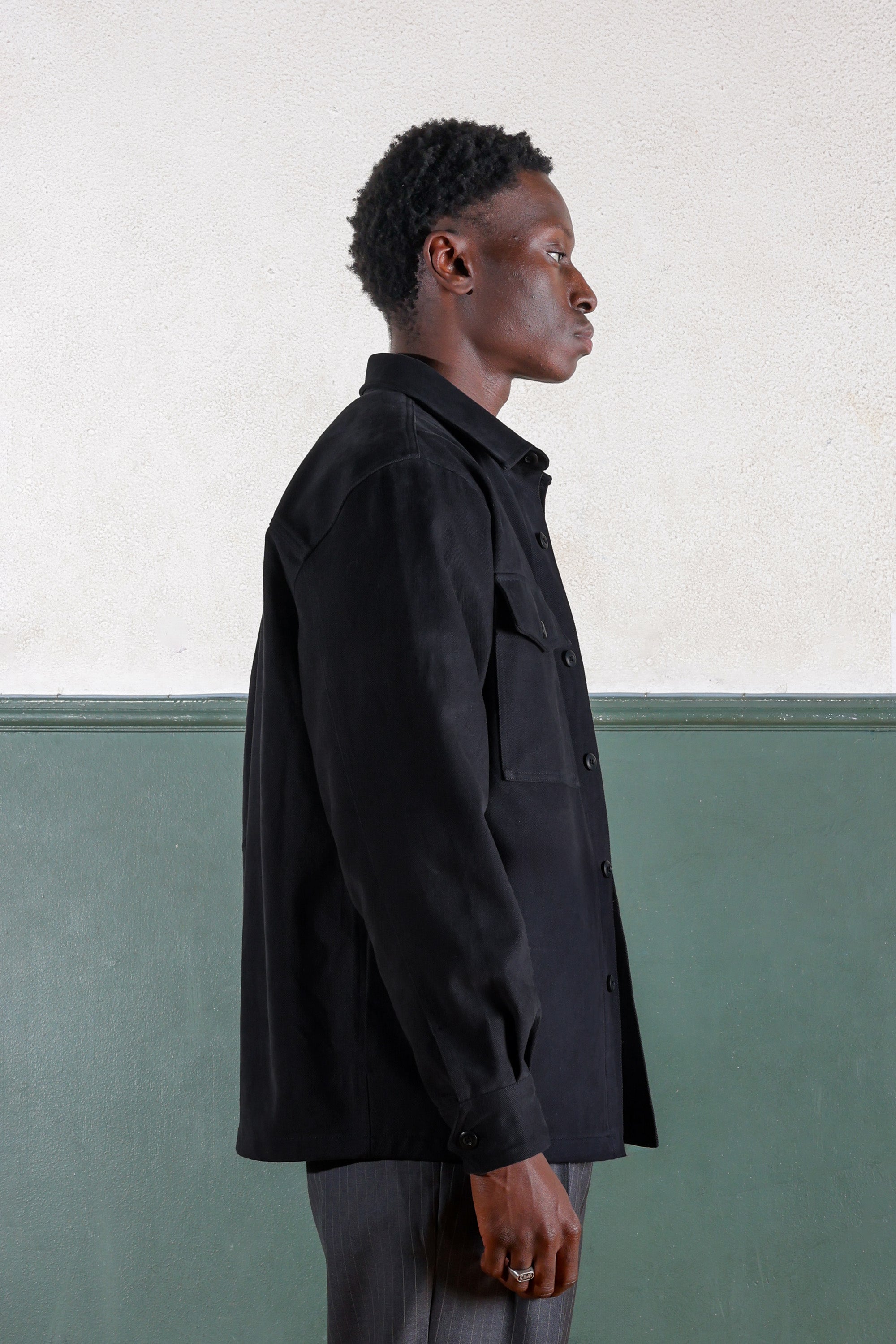 Military Field Overshirt - Cotton - Faded Black