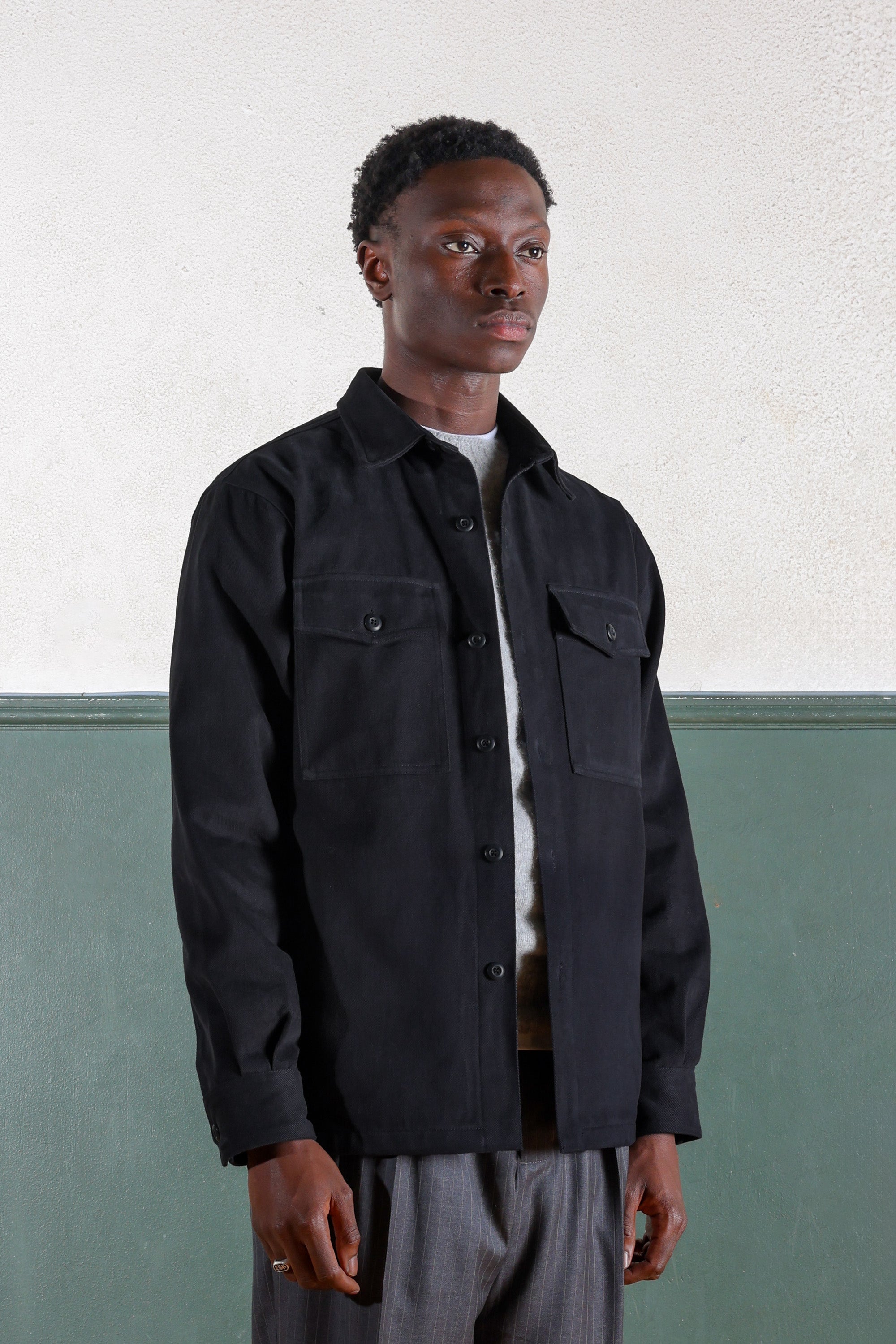 Military Field Overshirt - Cotton - Faded Black