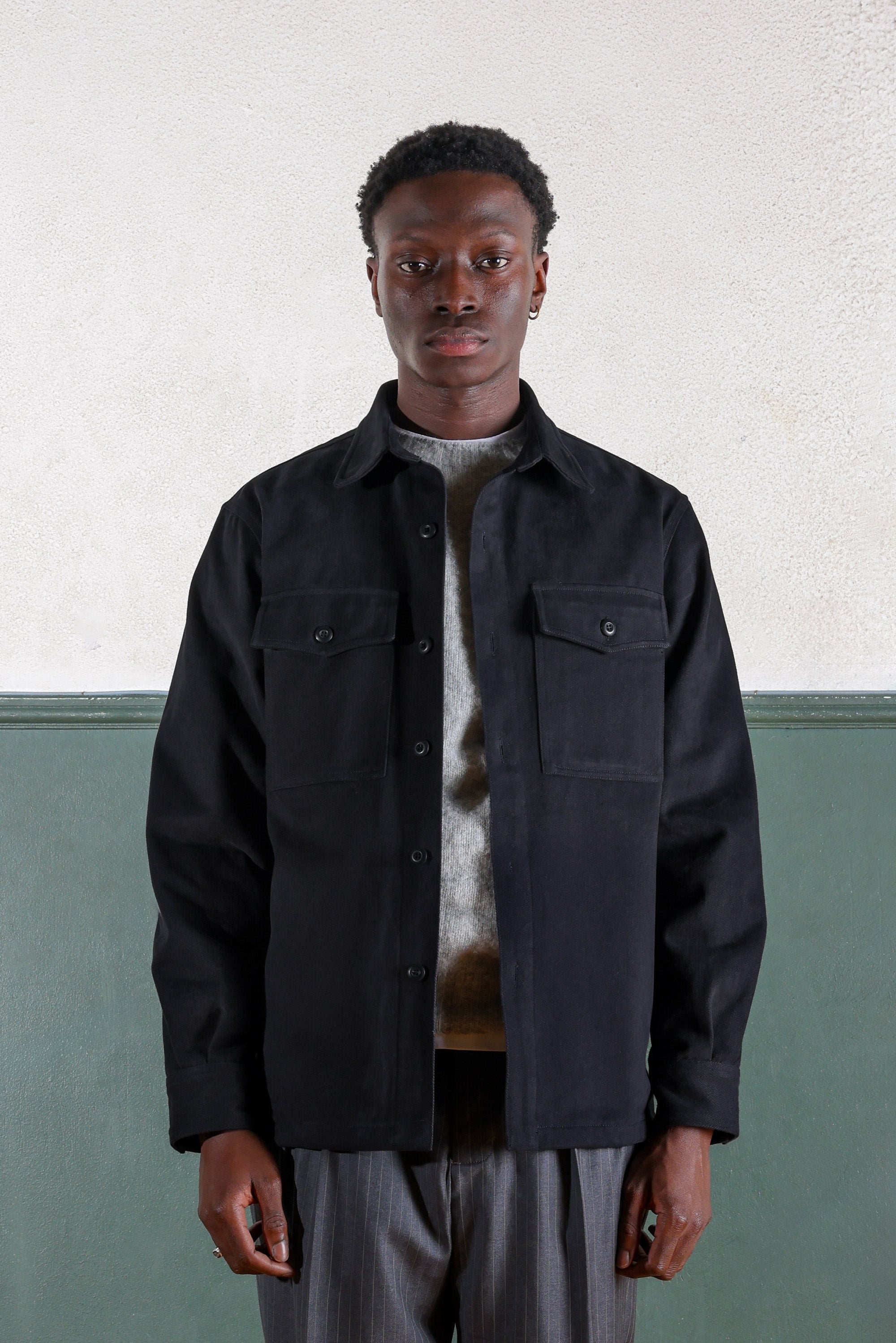 Military Field Overshirt - Cotton - Faded Black