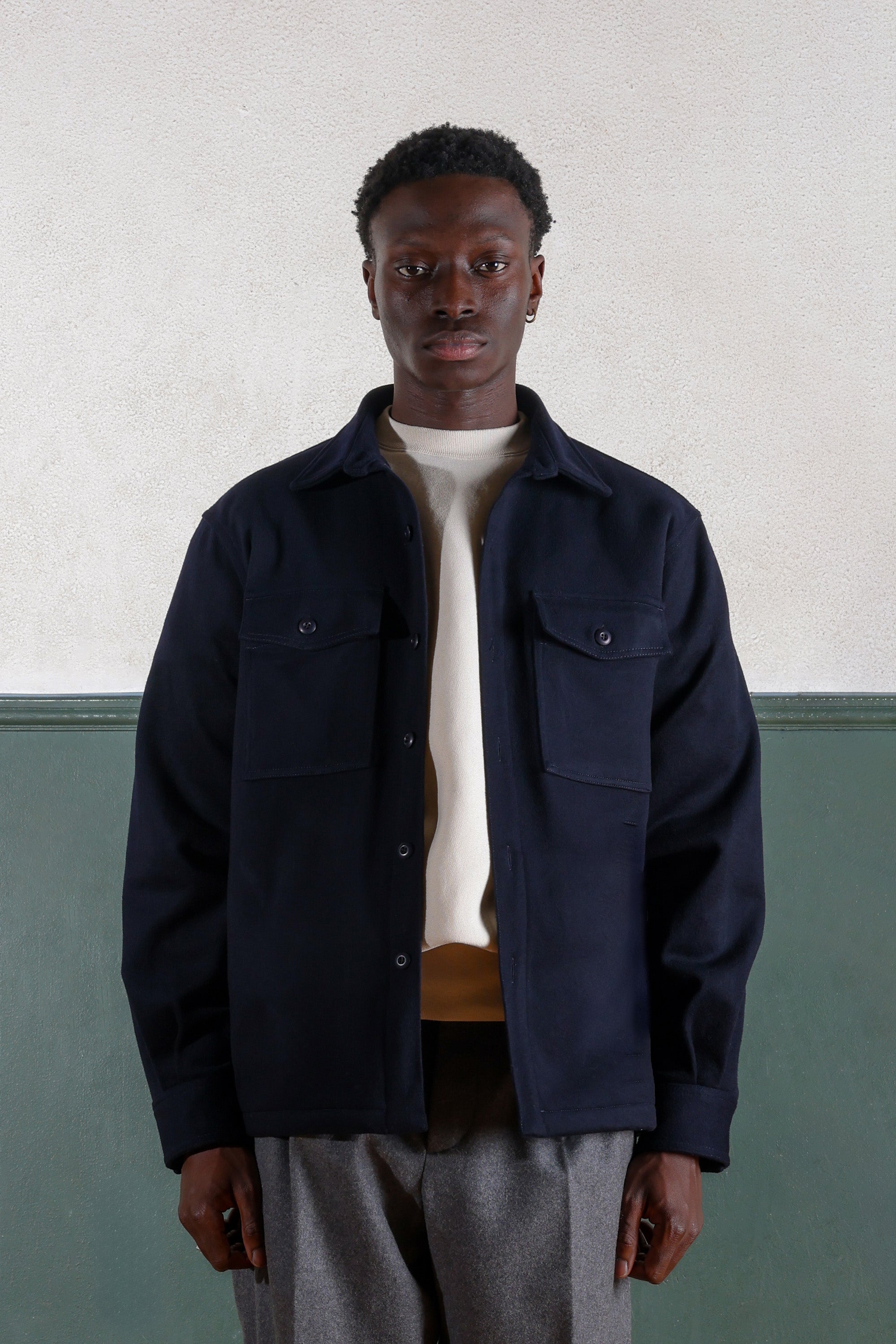 Military Field Jacket - Wool - Navy Blue