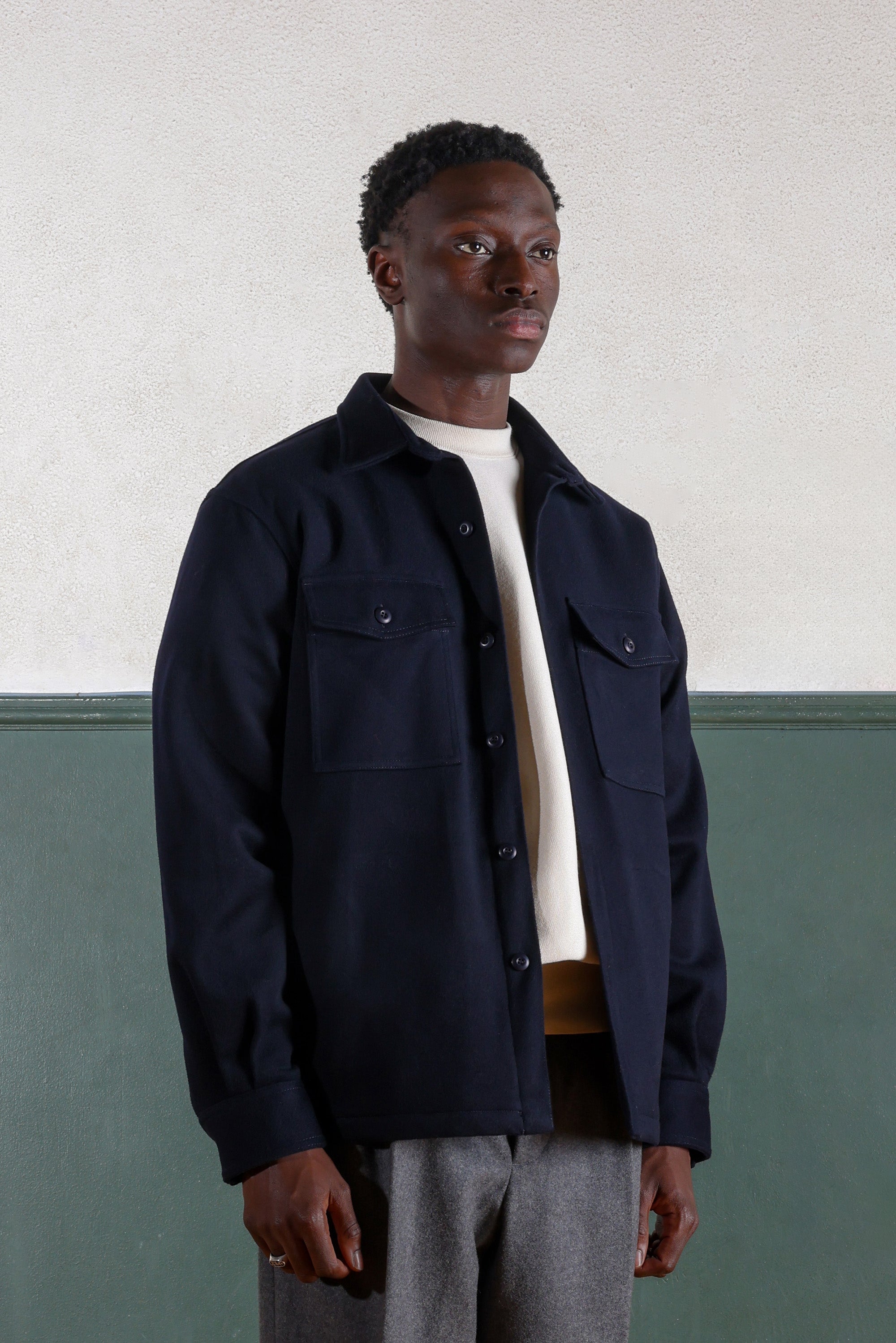 Military Field Jacket - Wool - Navy Blue