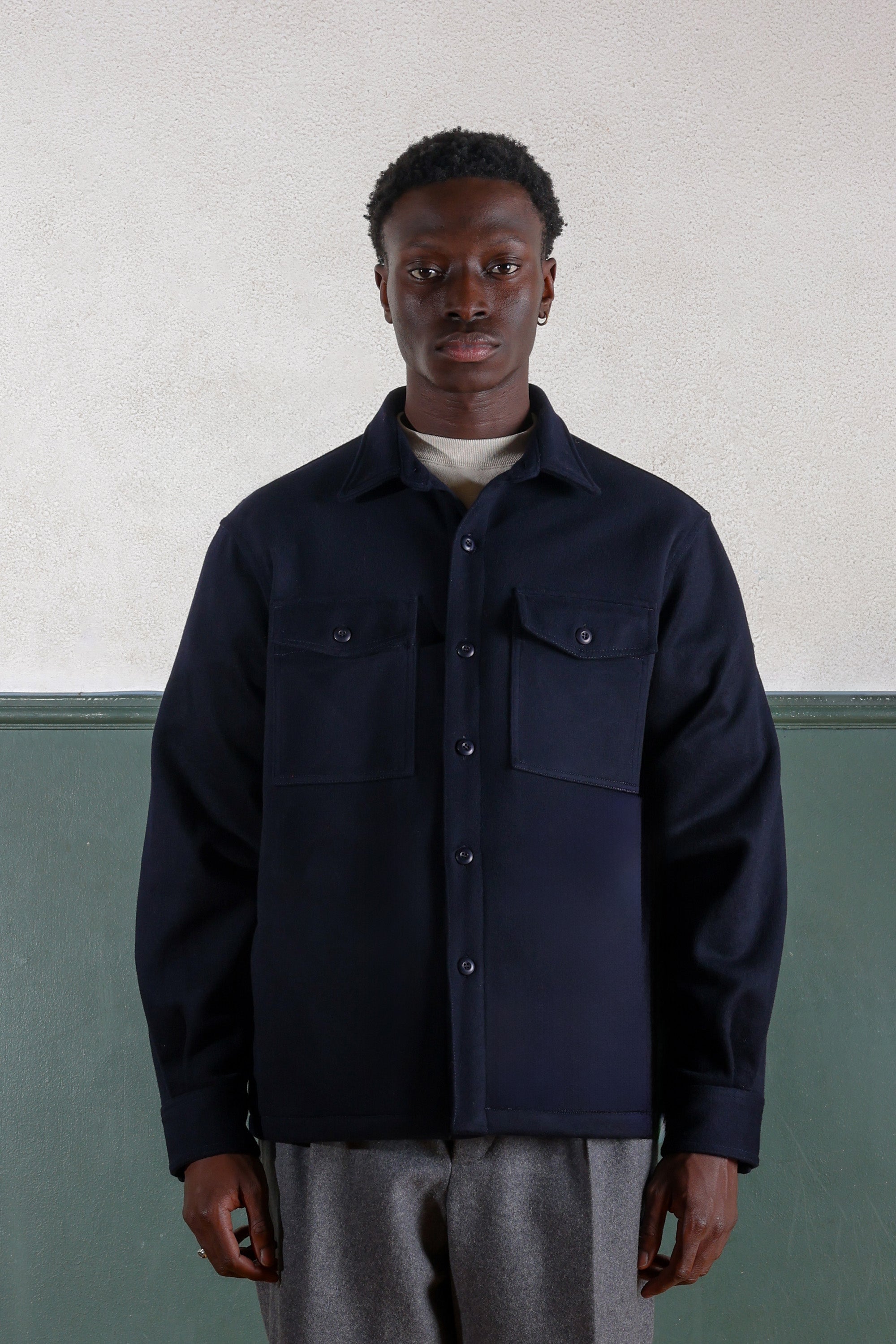 Military Field Jacket - Wool - Navy Blue