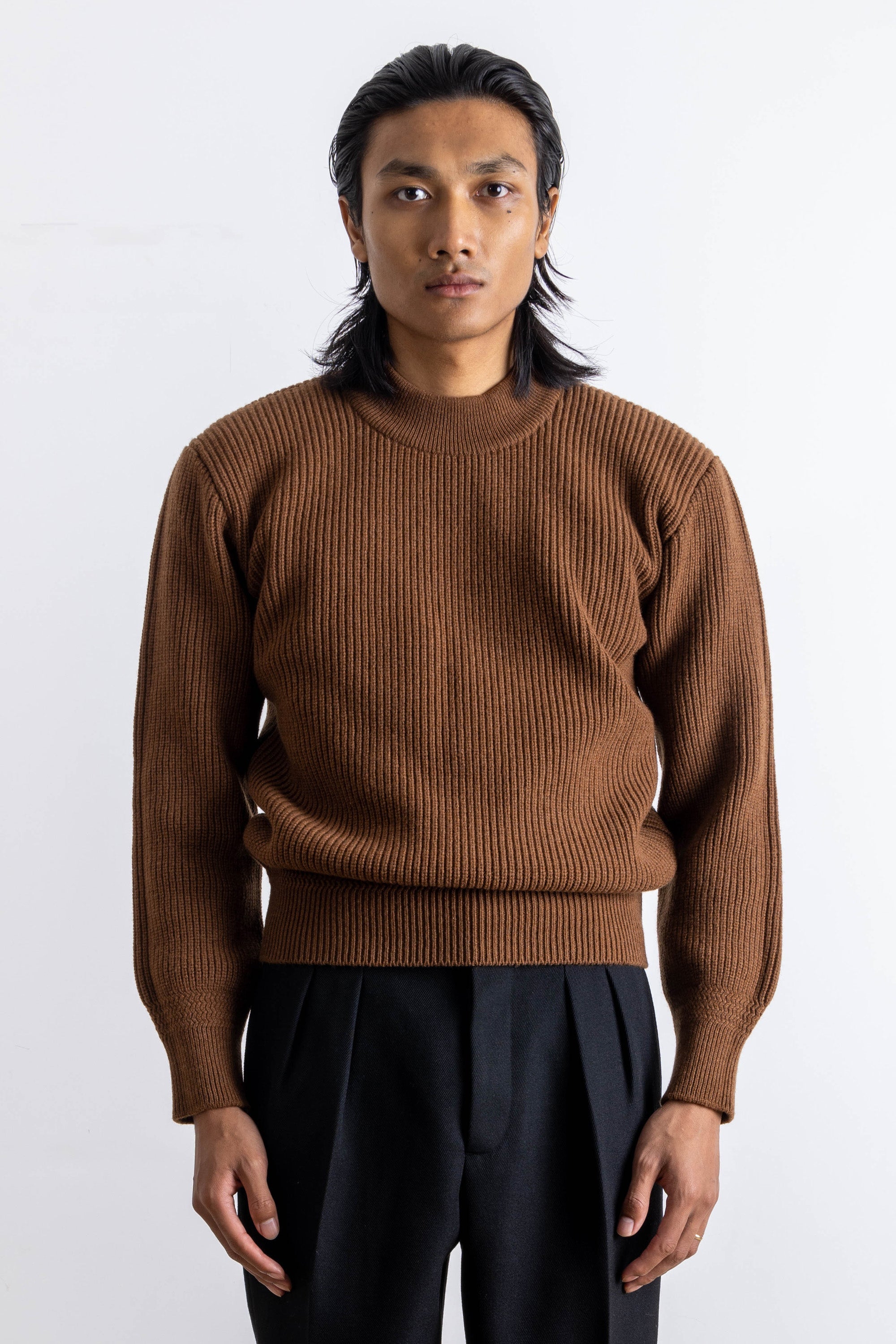 Lambswool Deck Sweater - Brown