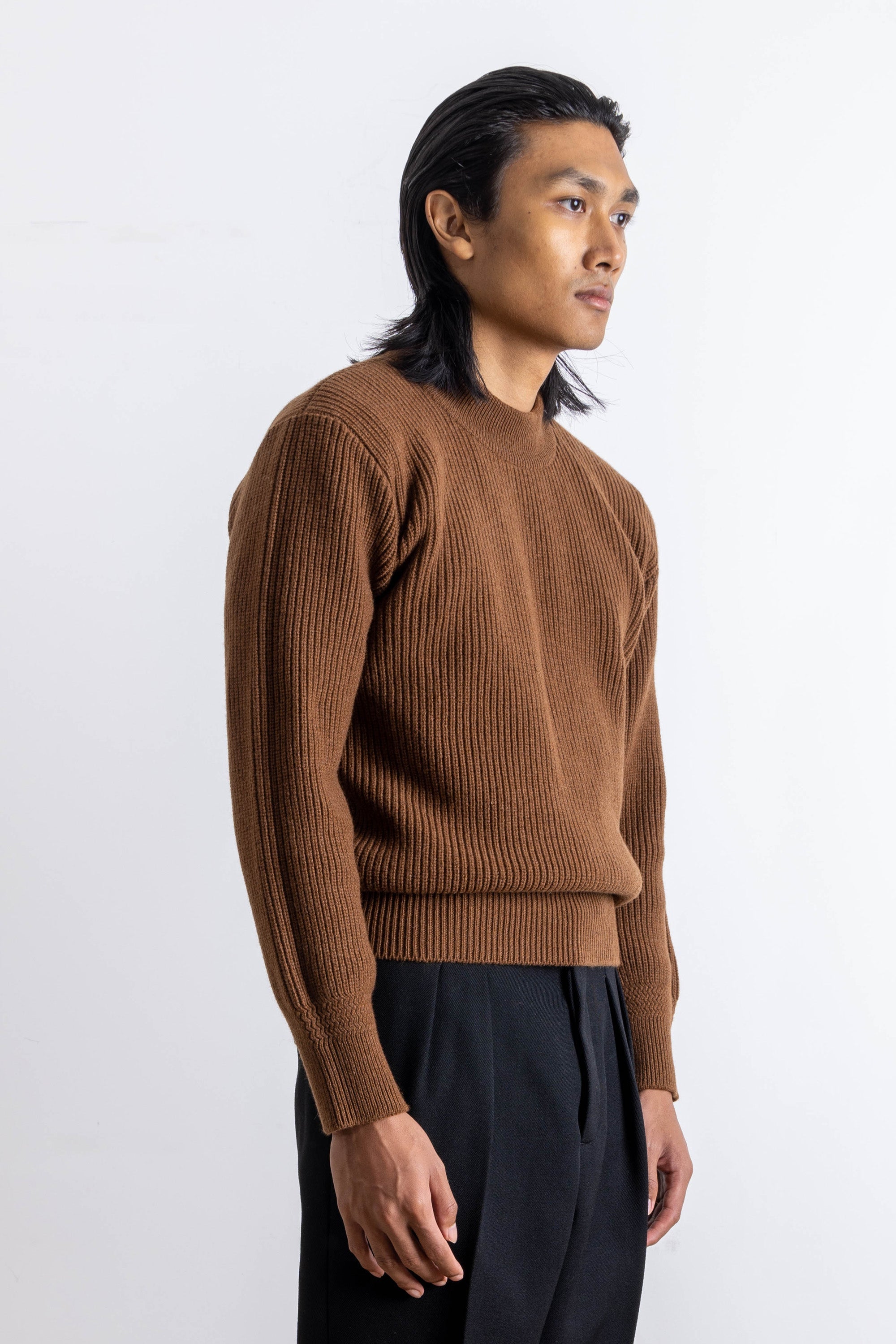 Deck Sweater - Laine d’agneau - Marron