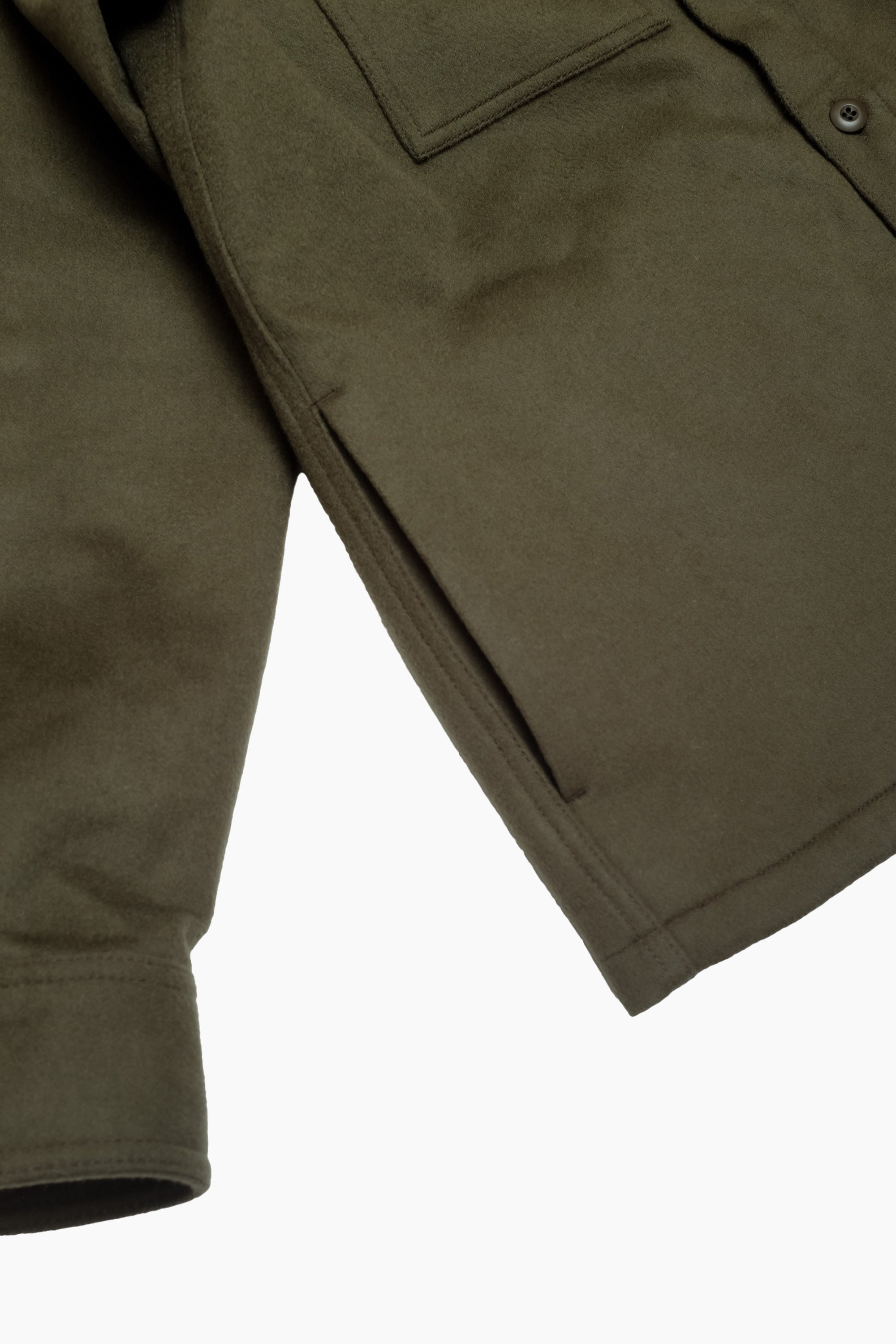 Military Field Overshirt - Wool/Cashmere - Olive Green