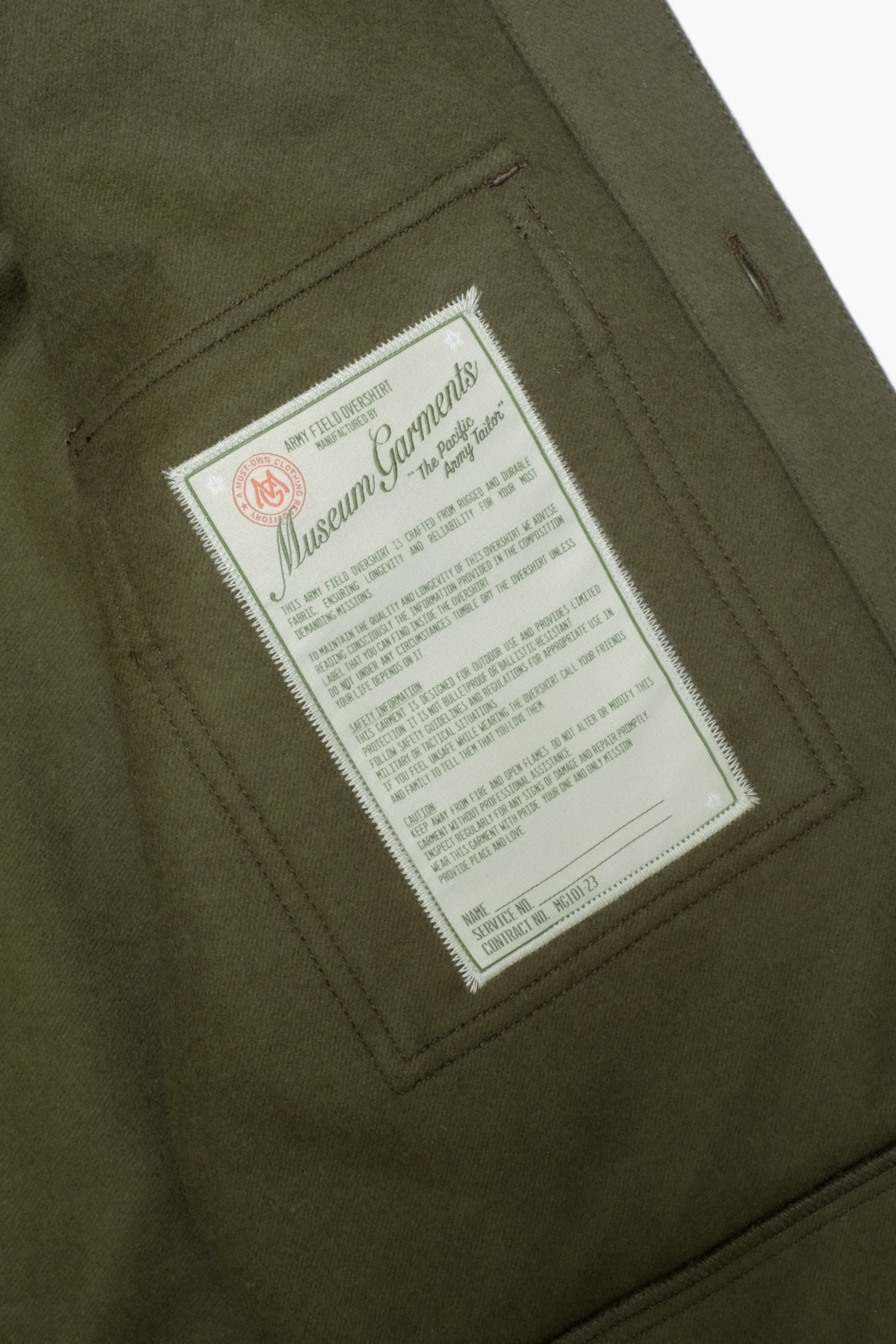 Military Field Overshirt - Wool/Cashmere - Olive Green